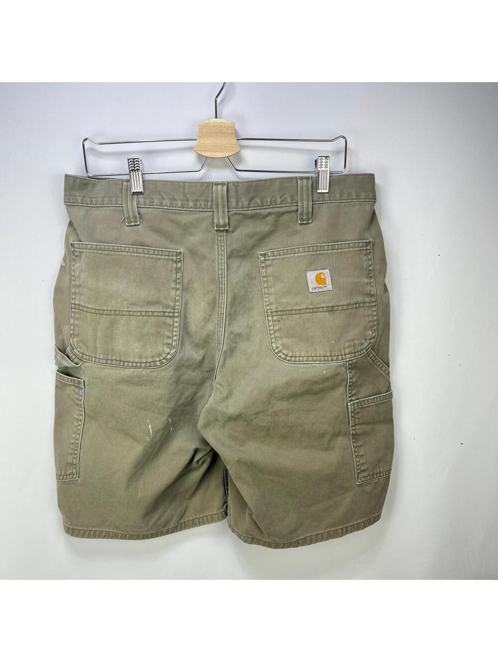Vintage Carhartt Distressed Canvas Carpenter Shorts Khaki 34